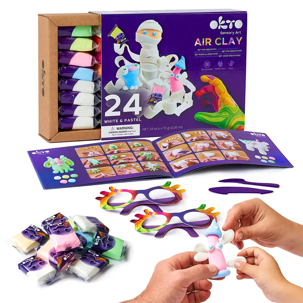 Zestaw z gliną samoutwardzalną KIDS LINE 24 „Biel i pastele”
